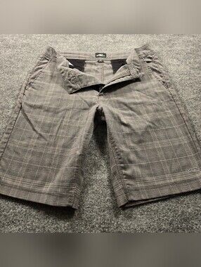 O'Neill Men's Gray Plaid Standard Fit Casual Hybrid Walk Shorts Size 32